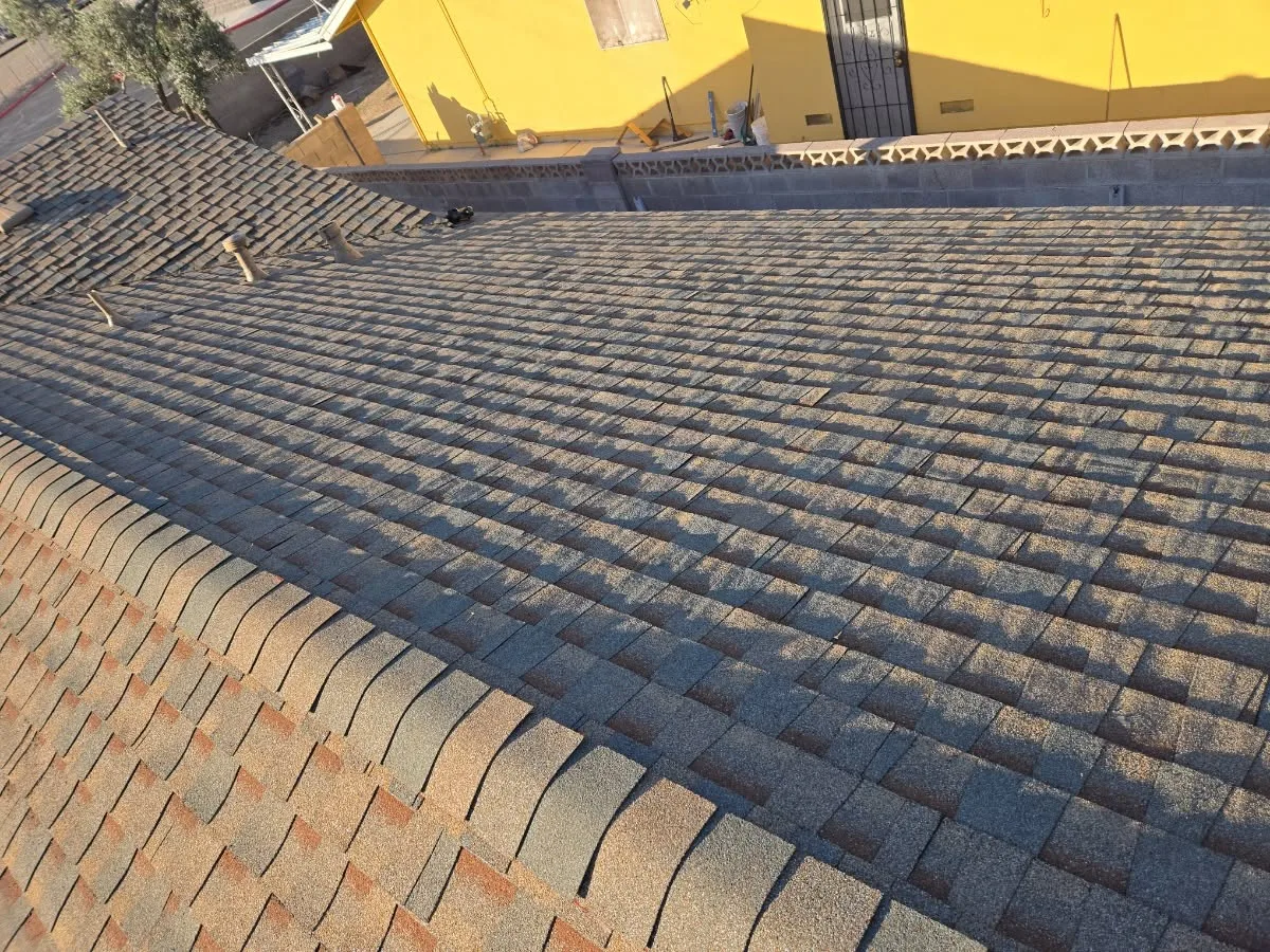 New dimensional asphalt shingle roof with high-profile ridge cap in El Cajon, CA
