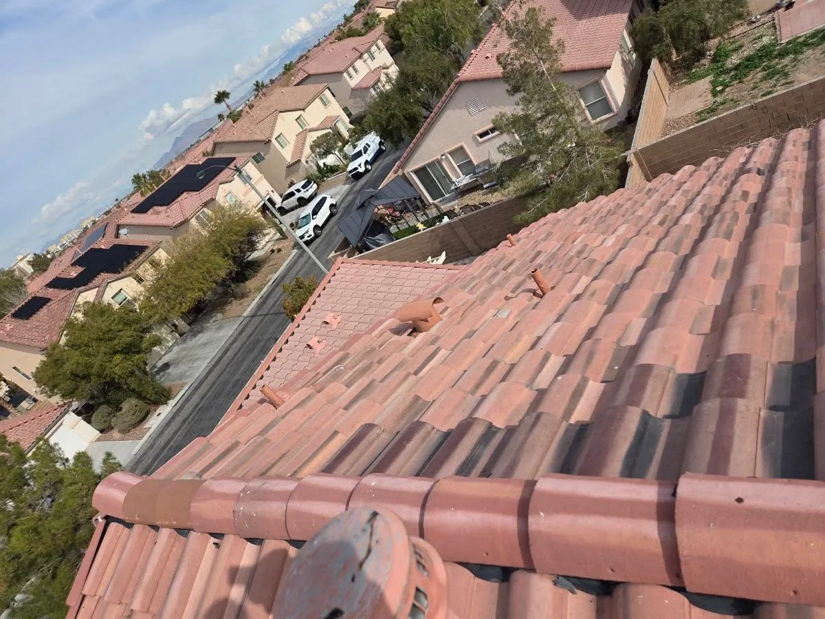 Comprehensive roof inspection of Spanish tile roofing and ventilation stacks in El Cajon, California